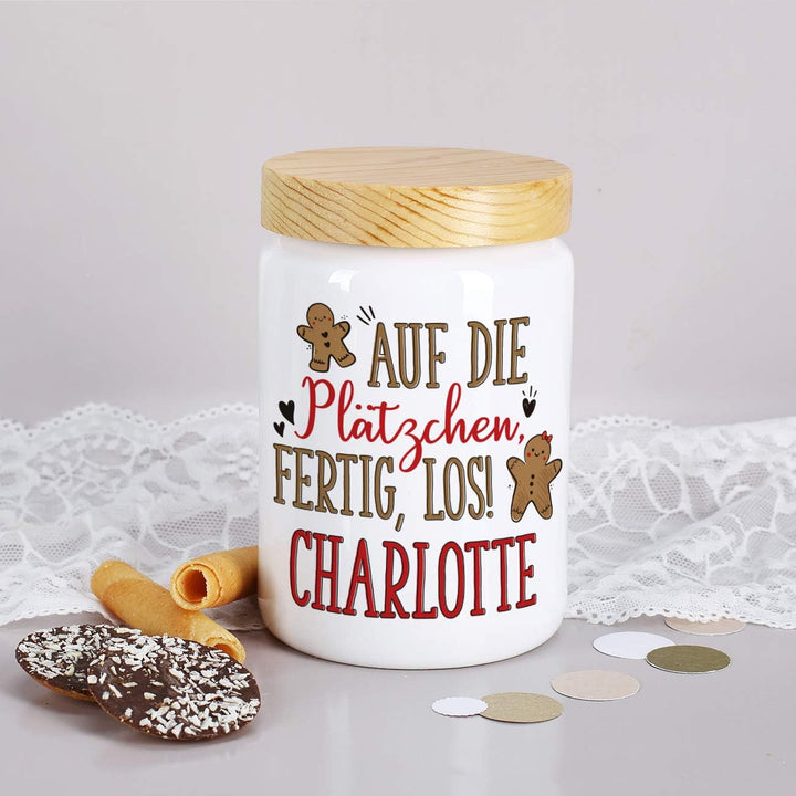 Herz & Heim® Keksdose personalisiert mit Ihrem Wunschnamen zu Weihnachten für Ihre Plätzchen (Lebkuc