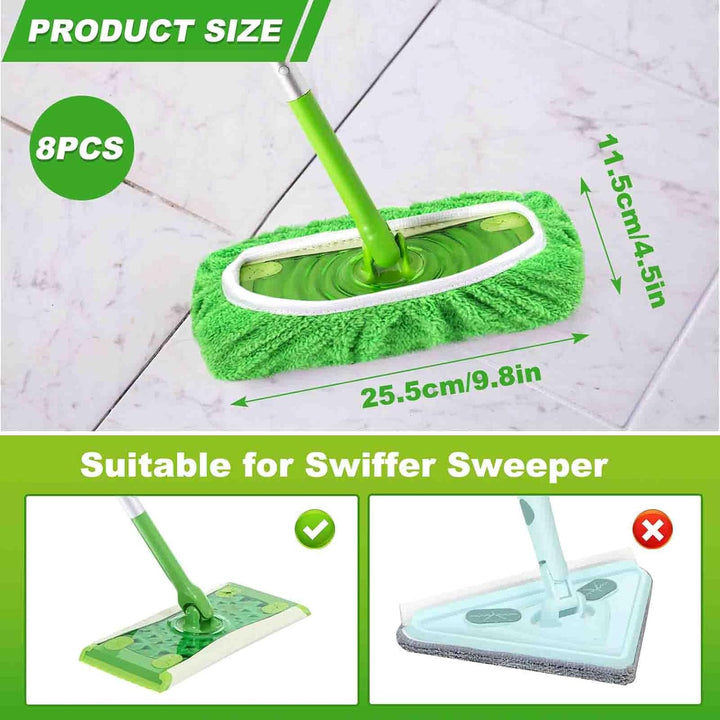 8 Stück Bodentücher für Swiffer, Mehrweg Flachmopptuch 25,4x11,5cm, Bodenwischer Nass für Swiffer Sw