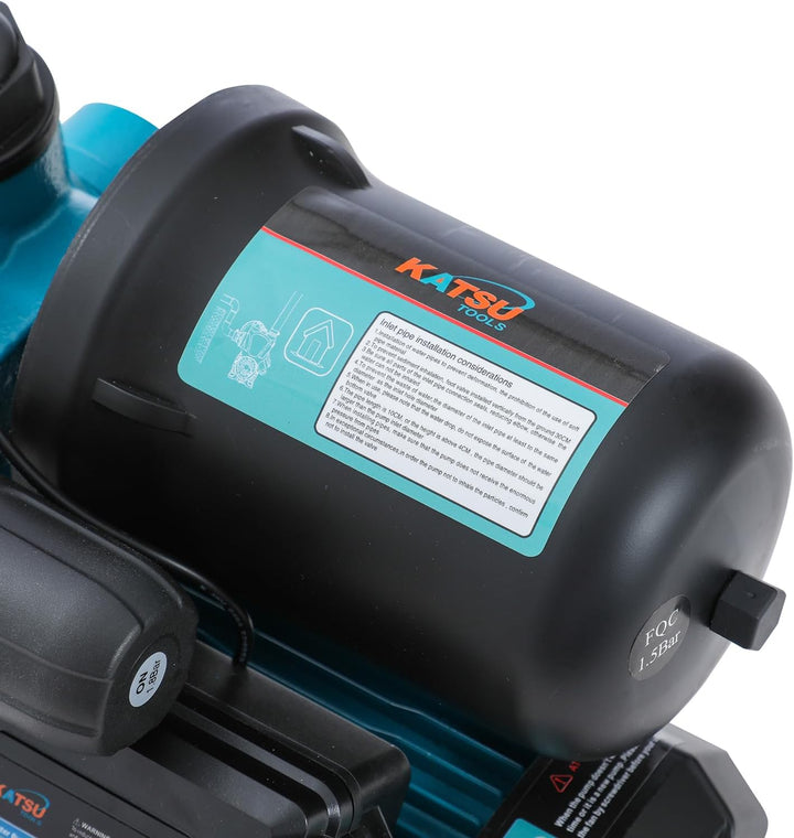 KATSU Wasserpumpe Hauswasserwerk Gartenpumpe 370W, Abschaltautomat mit einstellbarer Druckregelung,