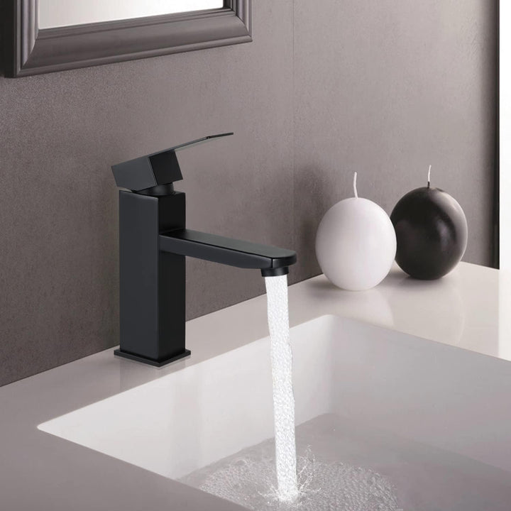 Mursche Wasserhahn Bad Waschtischarmatur Waschbecken - Armatur Schwarz Warm und Kaltwasserhahn Badez