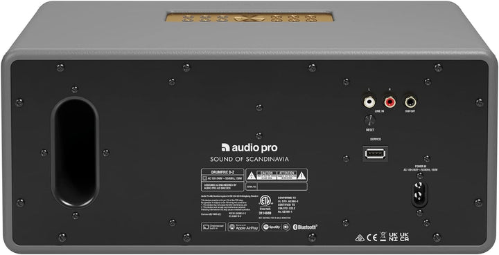 Audio Pro Drumfire-D2 - Ultra Kräftiger Multiroom Lautsprecher mit Bluetooth & WiFi - Stereo Speaker
