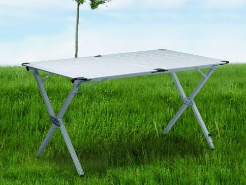 Alu Campingtisch ca. 111x73cm, Aluminium Picknick-Tisch, zusammenrollbar, leicht und stabil