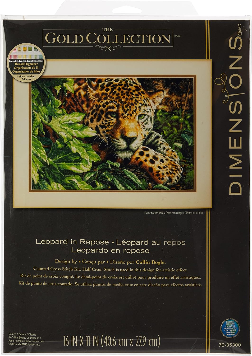 DIMENSIONS Zählmusterpackung mit Zählmuster, Gold Ruhender Leopard, Ruhender Leopard
