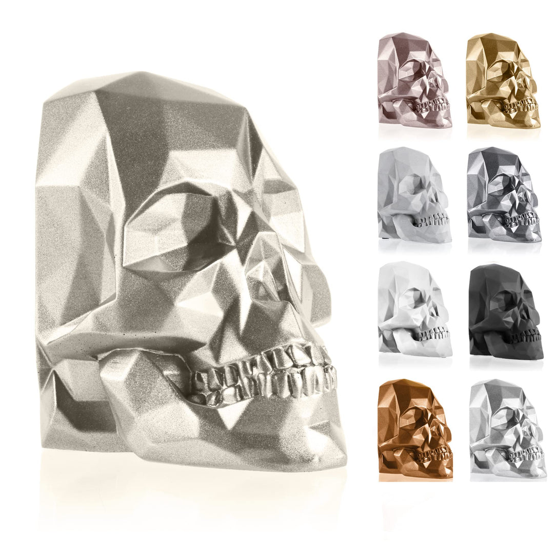 concrette Buchstütze Skull Low-Poly Totenkopf aus architektonischem Beton - Stütze für Bücherregal B