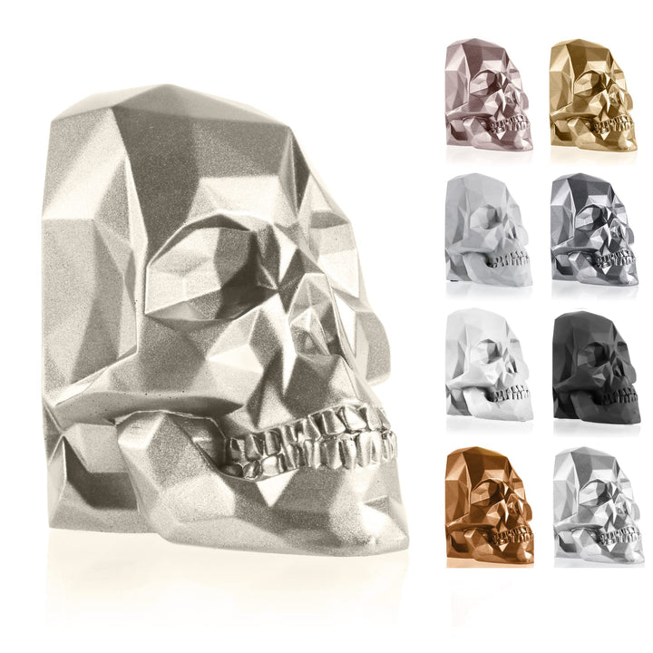 concrette Buchstütze Skull Low-Poly Totenkopf aus architektonischem Beton - Stütze für Bücherregal B