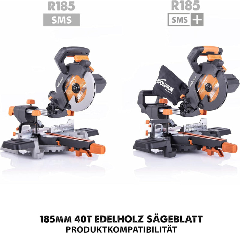 Evolution FW185TCT-40 - 185 mm feines Holzsägeblatt - Hartmetallbestücktes Sägeblatt mit 40 Zähnen l