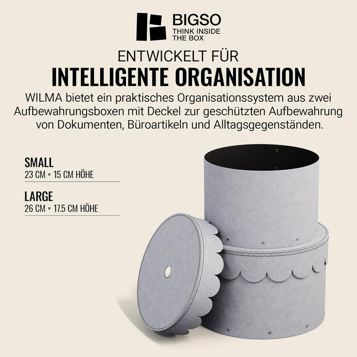 BIGSO WILMA 2er-Set runde Aufbewahrungsbox mit Deckel – Ordnungsbox mit Deckel für Kleidung, Spielze
