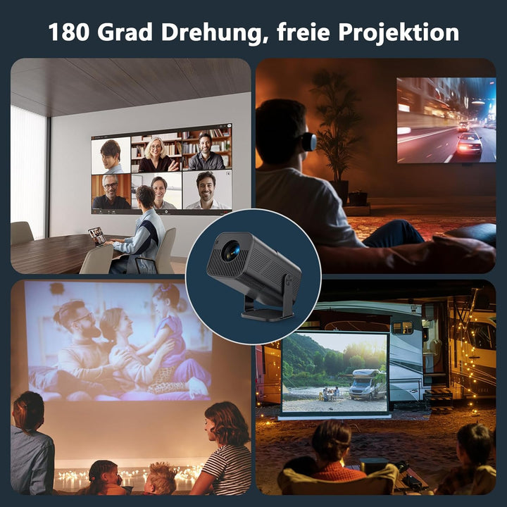 Beamer Mini Projektor mit Android 13 WiFi 6 Bluetooth 5.2 Mini Beamer 4K 1080P Unterstützung Automat