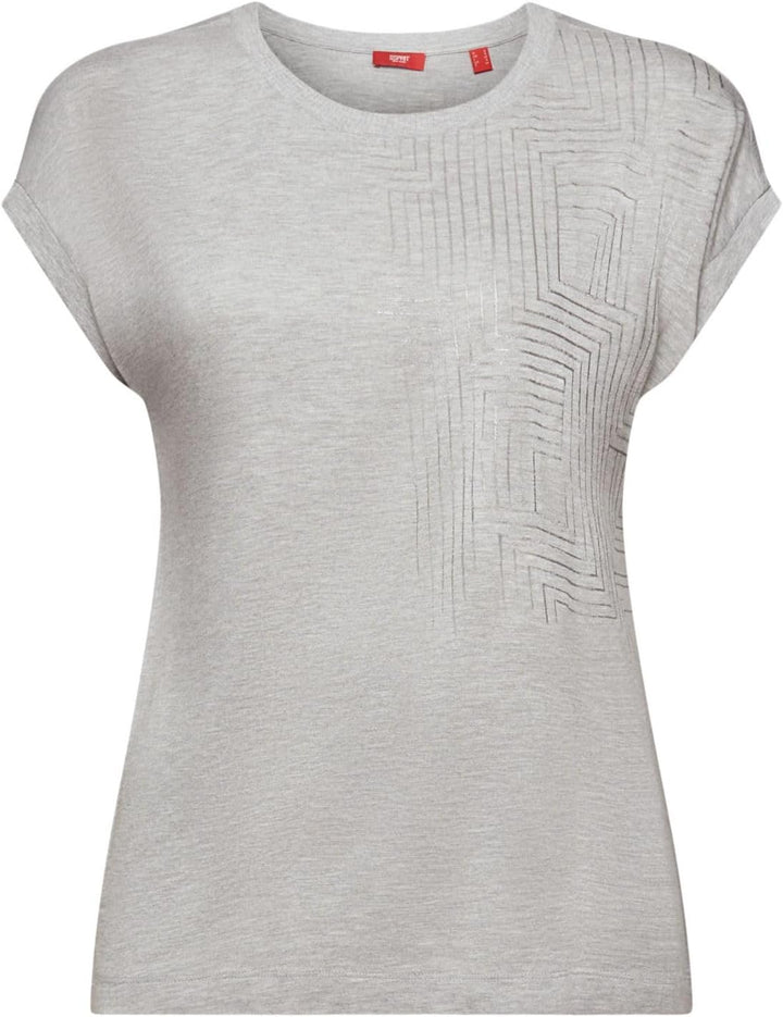 ESPRIT Jersey-T-Shirt mit Print, LENZING™ ECOVERO™ XXS 044/Light Grey 5, XXS 044/Light Grey 5