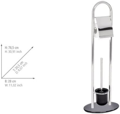 WENKO Stand WC-Garnitur Atlanta Edelstahl - WC-Bürstenhalter, Edelstahl rostfrei, 28 x 78.5 x 20.5 c