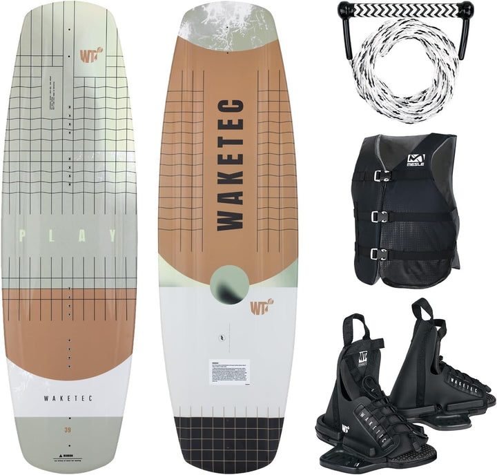 Waketec Wakeboard Set Play STD, Bindung, Leine, Weste, Anfänger Ausrüstung, S/M