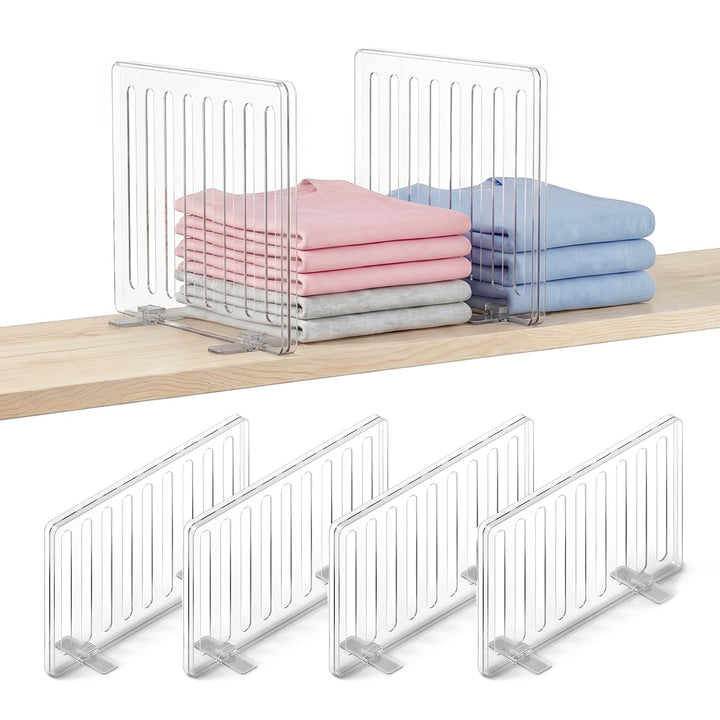 Regalteiler 4er-Pack Schränke Regaltrenner Organizer Nano-Klebeband Selbstklebender transparenter Sc