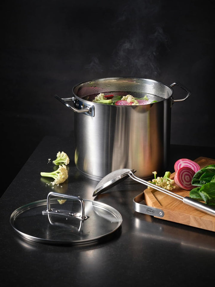 RÖSLE EXPERTISO Gemüse und Suppentopf, Hochwertiger Universaltopf aus Edelstahl 18/10, 24 cm, Glasde