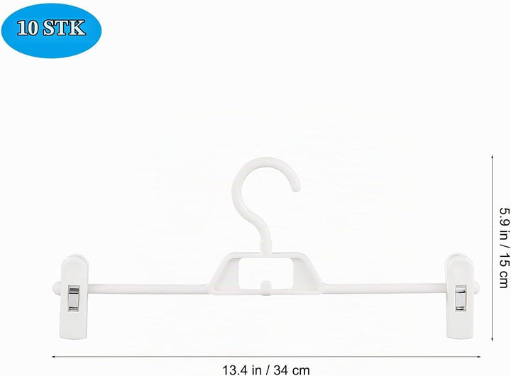 Hosenbügel Hosenspanner 10 Stück Kleiderbügel Kunststoff 34 cm, rutschfeste und Verstellbare Klammer