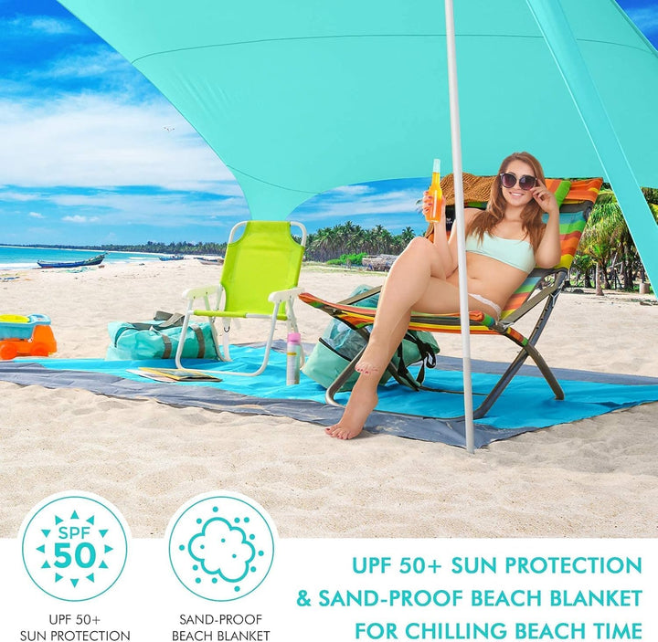 Beach StrandZelt mit Picknickdecke und Sandsack Anchor, Strandmuschel Sonnenschutz Zelt für Strand m
