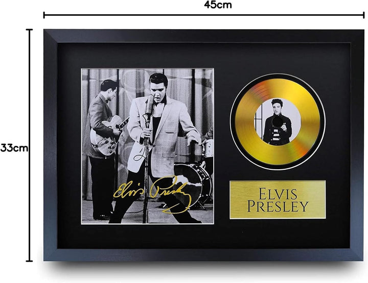 HWC Trading A3 FR Elvis Presley Geschenke Autogramme Bild mit einem Gold-Disk-Image-Druck für Music
