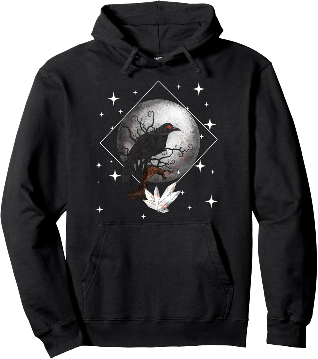 Rabe im Mondschein Witchcraft Krähe Okkult Hexerei Geschenk Pullover Hoodie