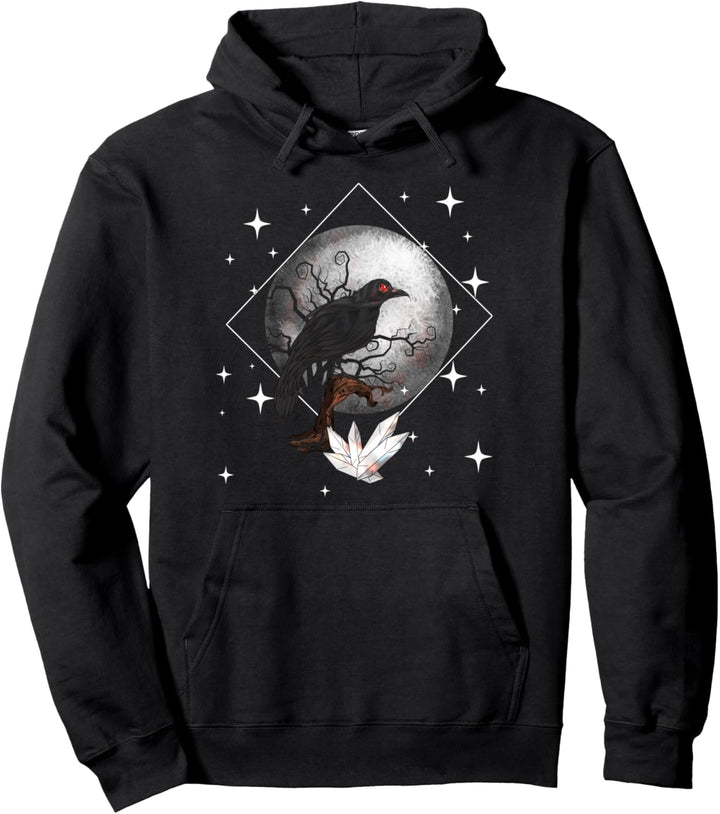 Rabe im Mondschein Witchcraft Krähe Okkult Hexerei Geschenk Pullover Hoodie