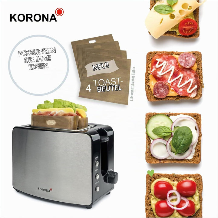 Korona 21250 Doppelschlitztoaster | Extra grosse Röstschlitze für American Sandwichtoasts | 4 wieder