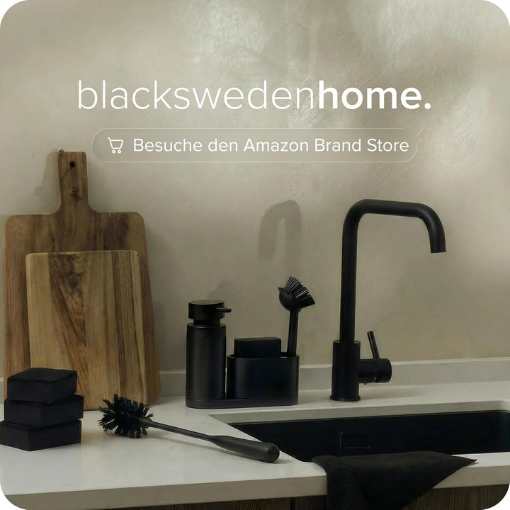 blackswedenhome. Badezimmer Set Schwarz - Hochwertiges Keramik Set - Seifenspender schwarzs, Zahnput