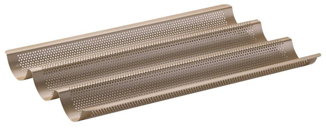 Zenker 3er Baguetteblech – Perforierte Backform für knusprige Baguettes – Antihaftbeschichtung verhi