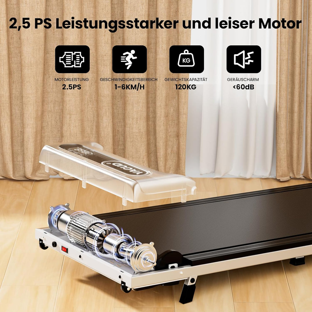 Laufband mit Steigung, Walking Pad, Laufband für Zuhause mit Neigung, 1-6km/h Walking Pad für Zuhaus