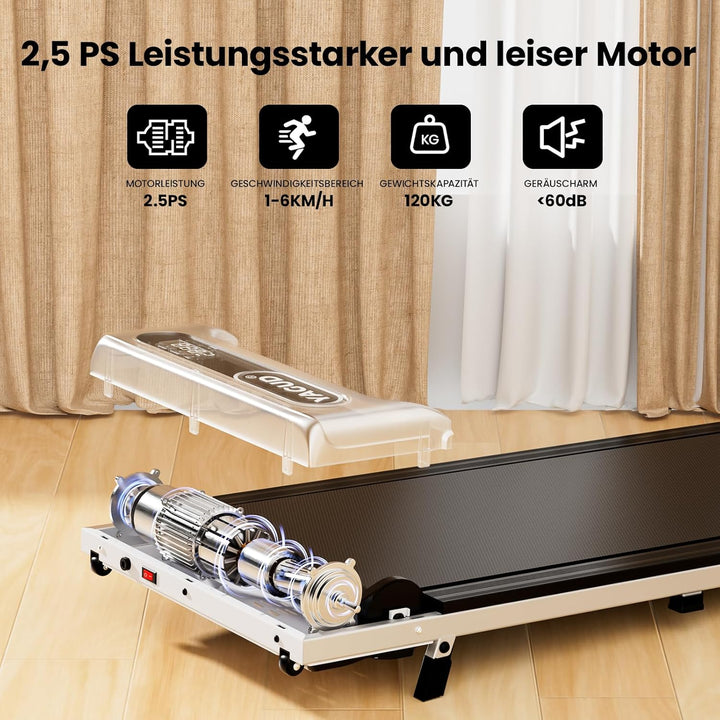 Laufband mit Steigung, Walking Pad, Laufband für Zuhause mit Neigung, 1-6km/h Walking Pad für Zuhaus