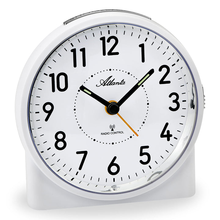 Atlanta Grosser Funkwecker Analog Licht Snooze Crescendo Zahlen - 1843/0 (Weiss), Weiss