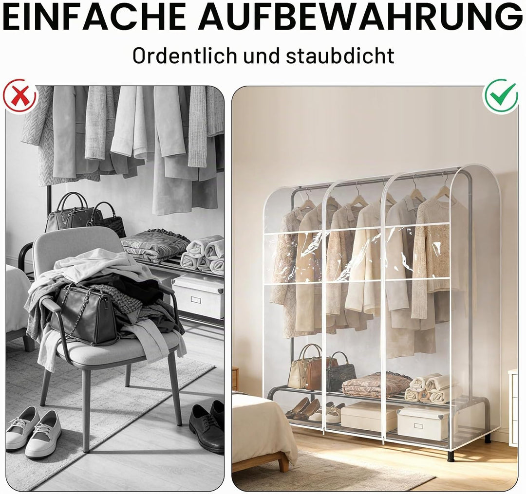 6ft Transparente Kleiderstange Stabile Schutzhülle mit Reissverschluss Klare Schutzhülle mit Reissve