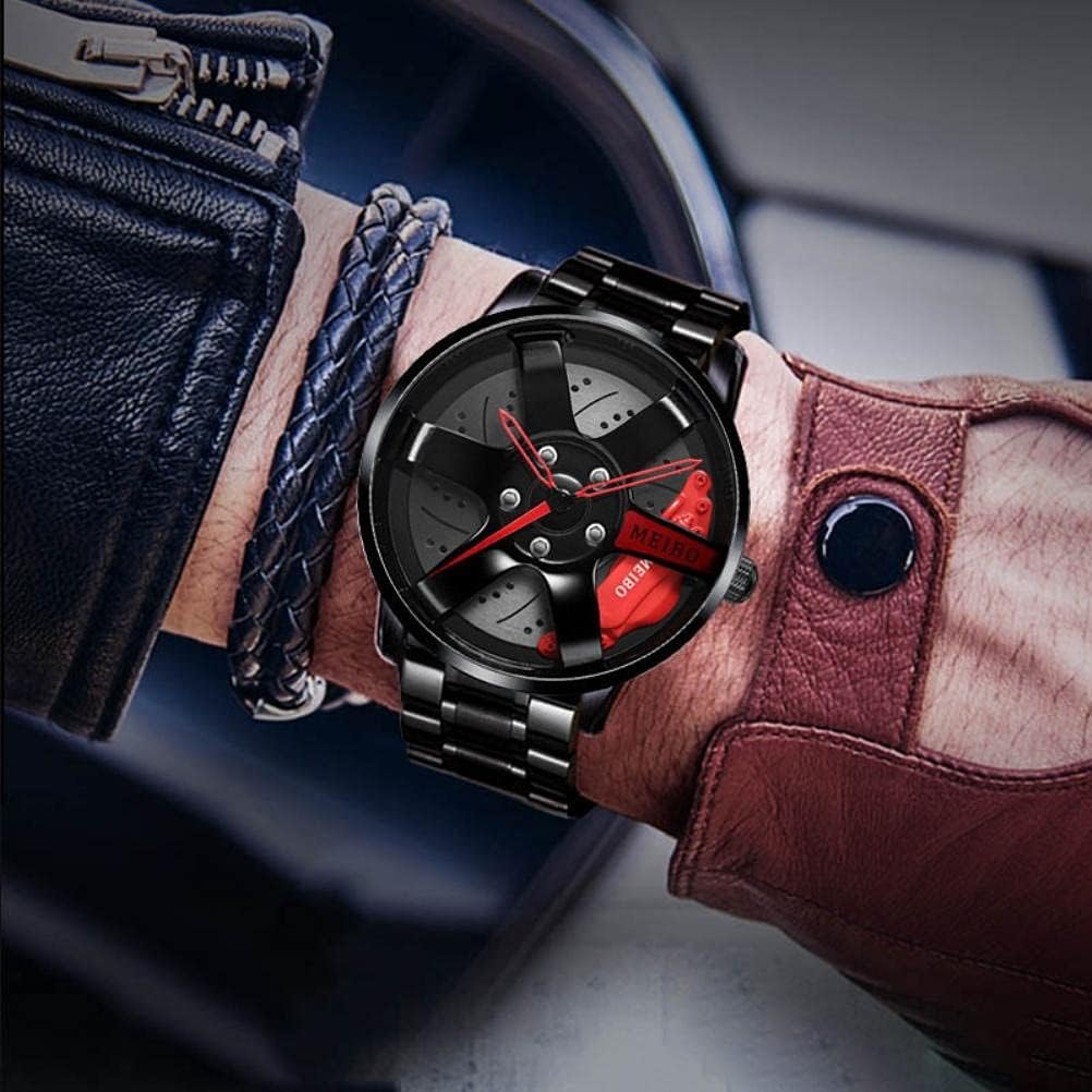 Herren-Sportuhr mit 3D-Hohlrad-Design, wasserdichte Edelstahluhr für Auto-Raduhren 2, 2