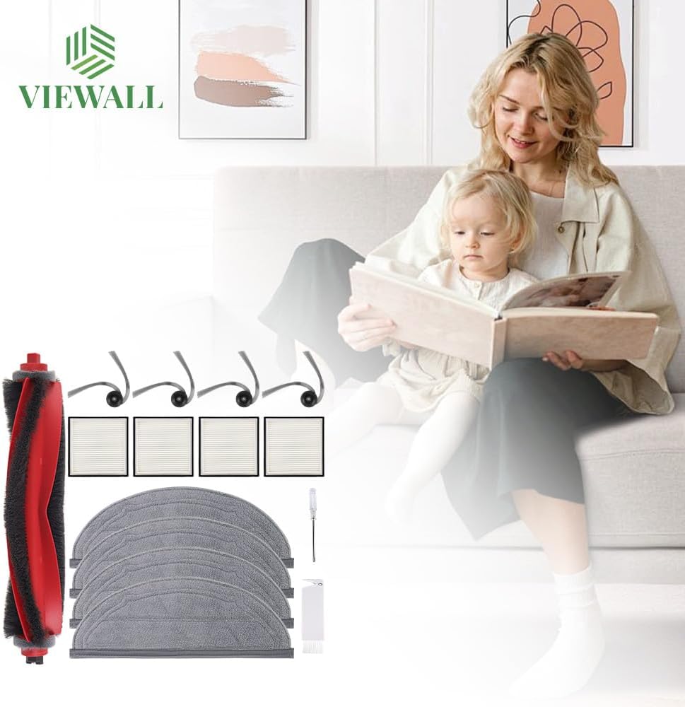 VIEWALL Q10 S5+ Zubehör für Roborock Q10 S5+,Q10 S5 Staubsauger,1 Hauptbürsten,4 HEPA-Filter,4 Wisch