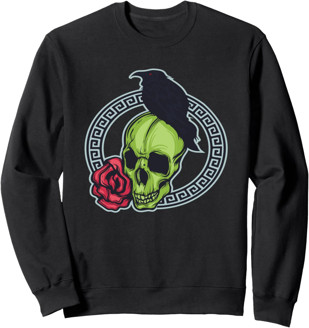 Schwarze Krähe und Schädel Rabe Geschenk Sweatshirt