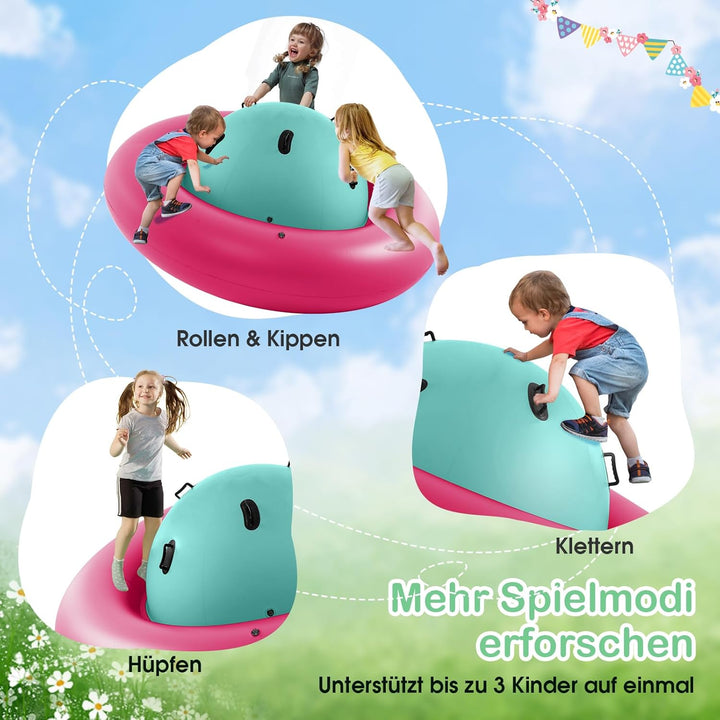 COSTWAY Aufblasbare Kuppelwippe für Kinder, 223 cm grosse Kinderwippe zum Rollen, Neigen, Klettern &