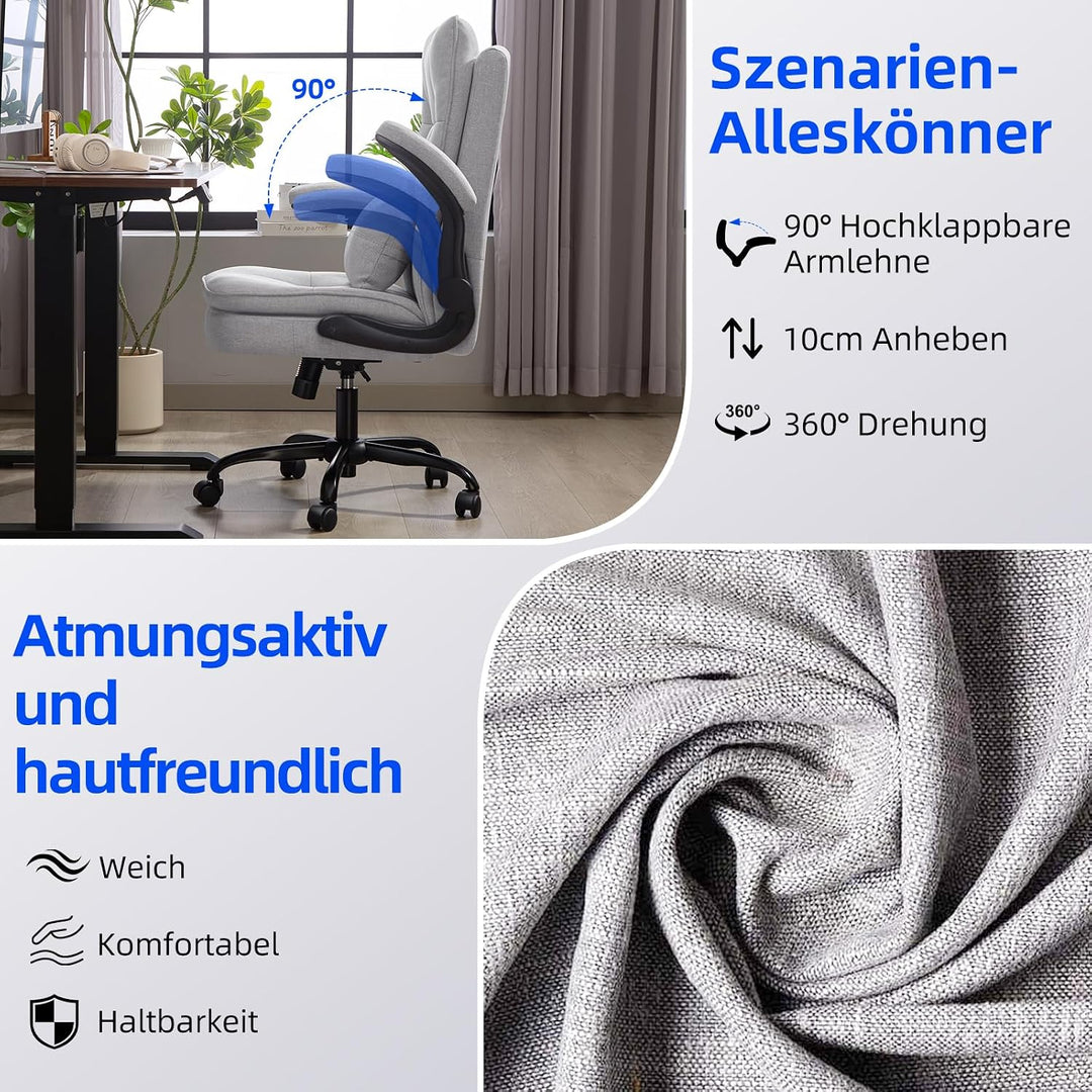 Asukale Bürostuhl Ergonomisch [TESTSIEGER] Schreibtischstuhl | Hochklappbare Armlehne &amp; Hohe Rückenl