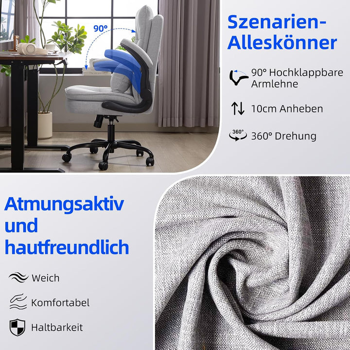 Asukale Bürostuhl Ergonomisch [TESTSIEGER] Schreibtischstuhl | Hochklappbare Armlehne &amp; Hohe Rückenl