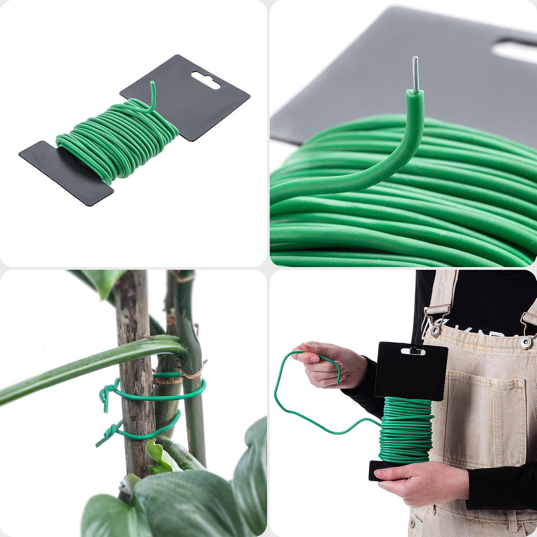 KADAX 10 x Gartendraht 3mm x 8m, grüner Bindedraht zum Befestigen von Pflanzen, Pflanzendraht gummie