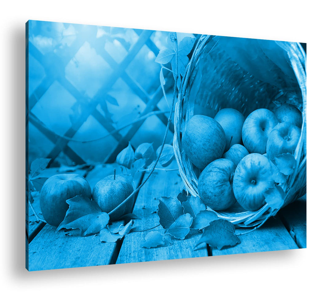 deyoli frische Apfel Format: 80x60 Effekt: Monocrome Blau als Leinwand, Motiv fertig gerahmt auf Ech