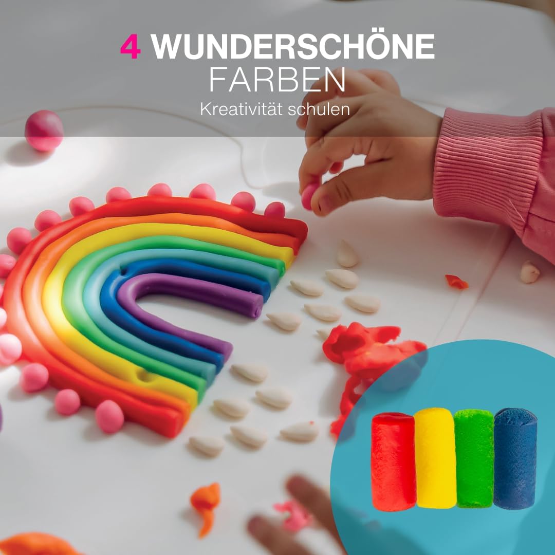 4er Dosen Knete Set inklusive Bastelkarte Rot I Für Kinder ab 1 Jahr I 4er Set Rot, 4er Set Rot