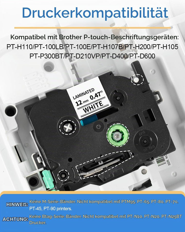 Oozmas kompatibel mit Brother TZe-231 P touch Schriftband als Ersatz für Brother P-touch Bänder 12mm