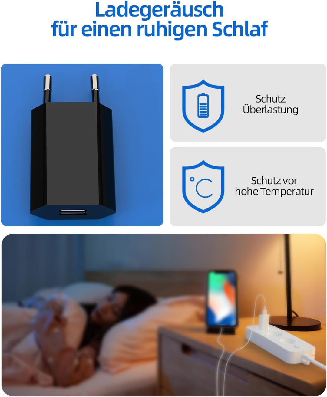 USB Power Supply, 2er Pack USB C Netzteil, 5V 1A USB Ladegeräte für iPhone, Netzstecker für iPhone X