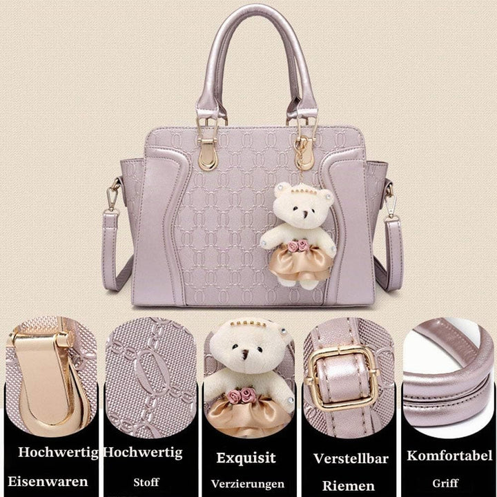FiveloveTwoDamen 4Tlg. Handtaschen Set Umhängetasche Schultertasche Tasche PU Shopper Clutch Kartenh