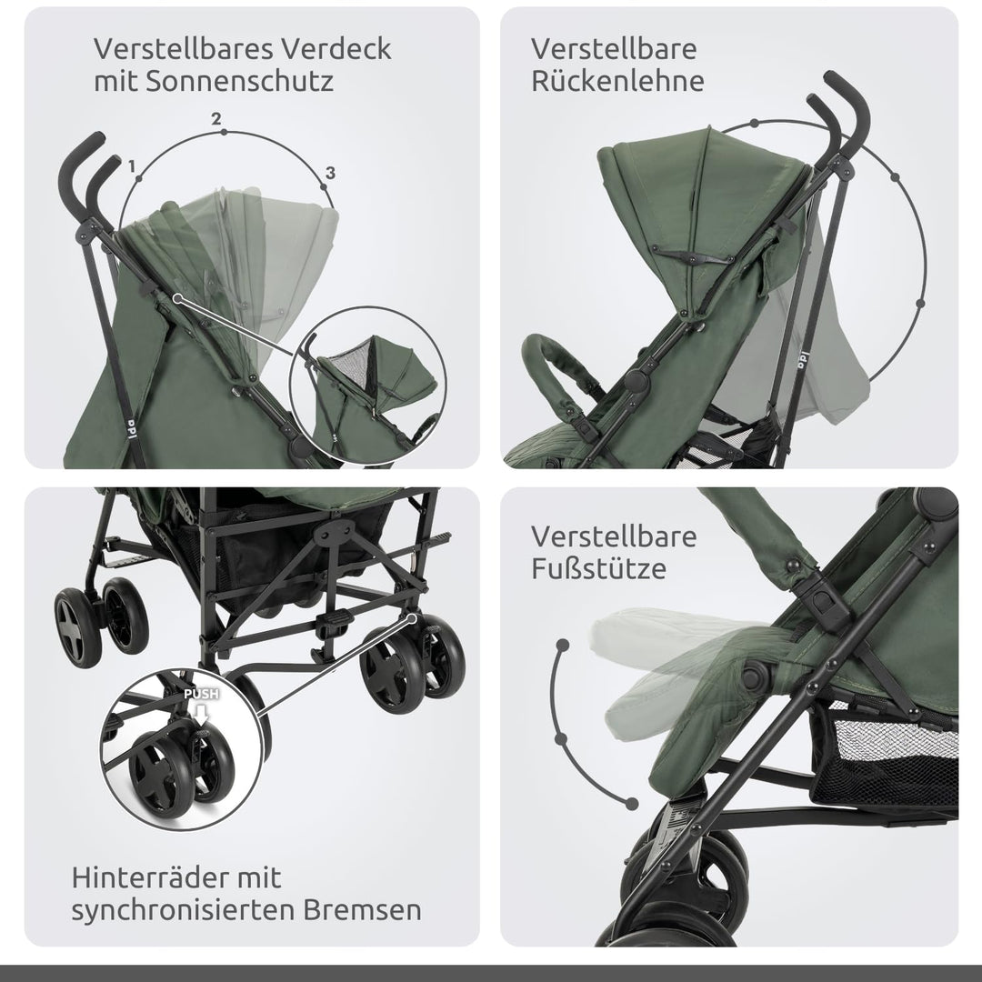 Lorelli Kinderwagen, Buggy IDA, schwenkbare Vorderräder, Rückenlehne verstellbar, Farbe:beige-schwar