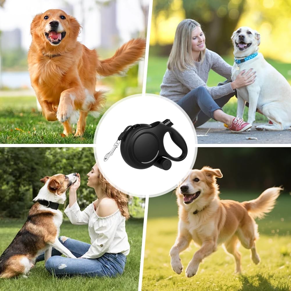 Hundeleine 8m, Einziehbare Hundeleine, Rollleine für Hunde, Rollleine mit Kotbeutelhalter, mit Bissf
