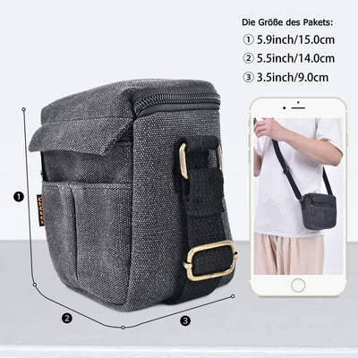 FOSOTO Kameratasche Canvas Digitalkamera TascheKompakte Fototasche Camera Case für Sony A6000 A6100