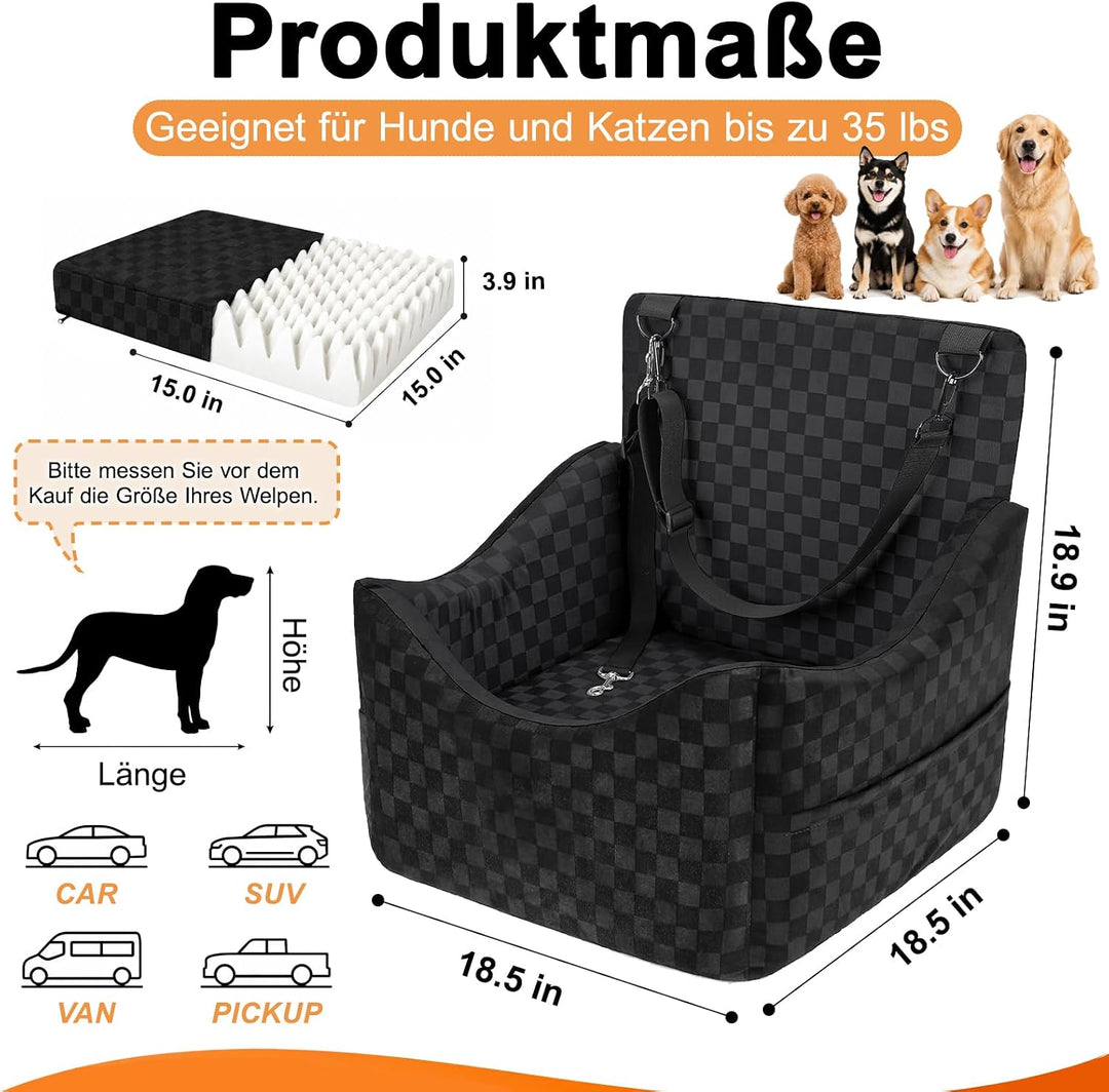 Hundesitz Auto für Kleine und Mittelgrosse Hunde Schwarz, Schwarz