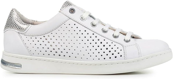 Geox Mädchen D Jaysen B Sneaker 36 EU White Lt Silver, 36 EU White Lt Silver