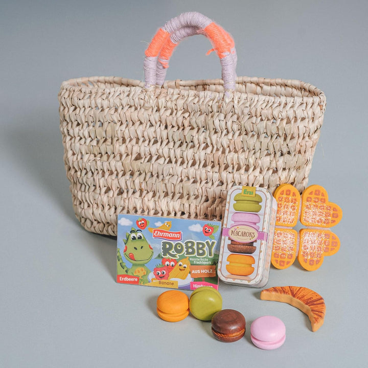 kikadu Kids Shopper Pink aus Palmenblätter, 18 x 7 x 17 cm, nachhaltiger Einkaufskorb für Kinder ab