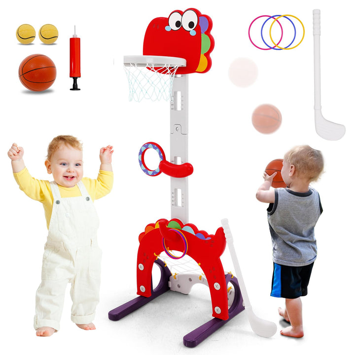 5-in-1 Basketballkorb für Kinder,Höhenverstellbar 100-120CM,Tragbare Basketballkorb Outdoor mit 1 Fu