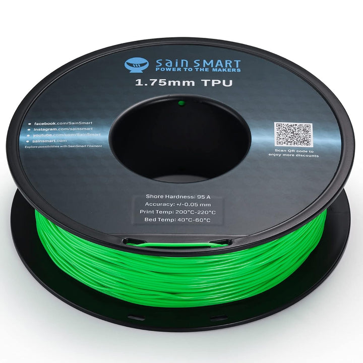 SainSmart flexibles TPU 3D-Druck-Filament, 1,75 mm, 0,8 kg, Massgenauigkeit +/- 0,05 mm (Neongrün),