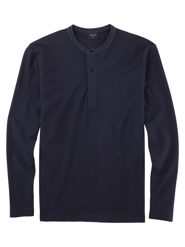 OLYMP Herren Polo-Shirt Langarm Casual Wirk,Uni,Regular fit L Marine 18, L Marine 18